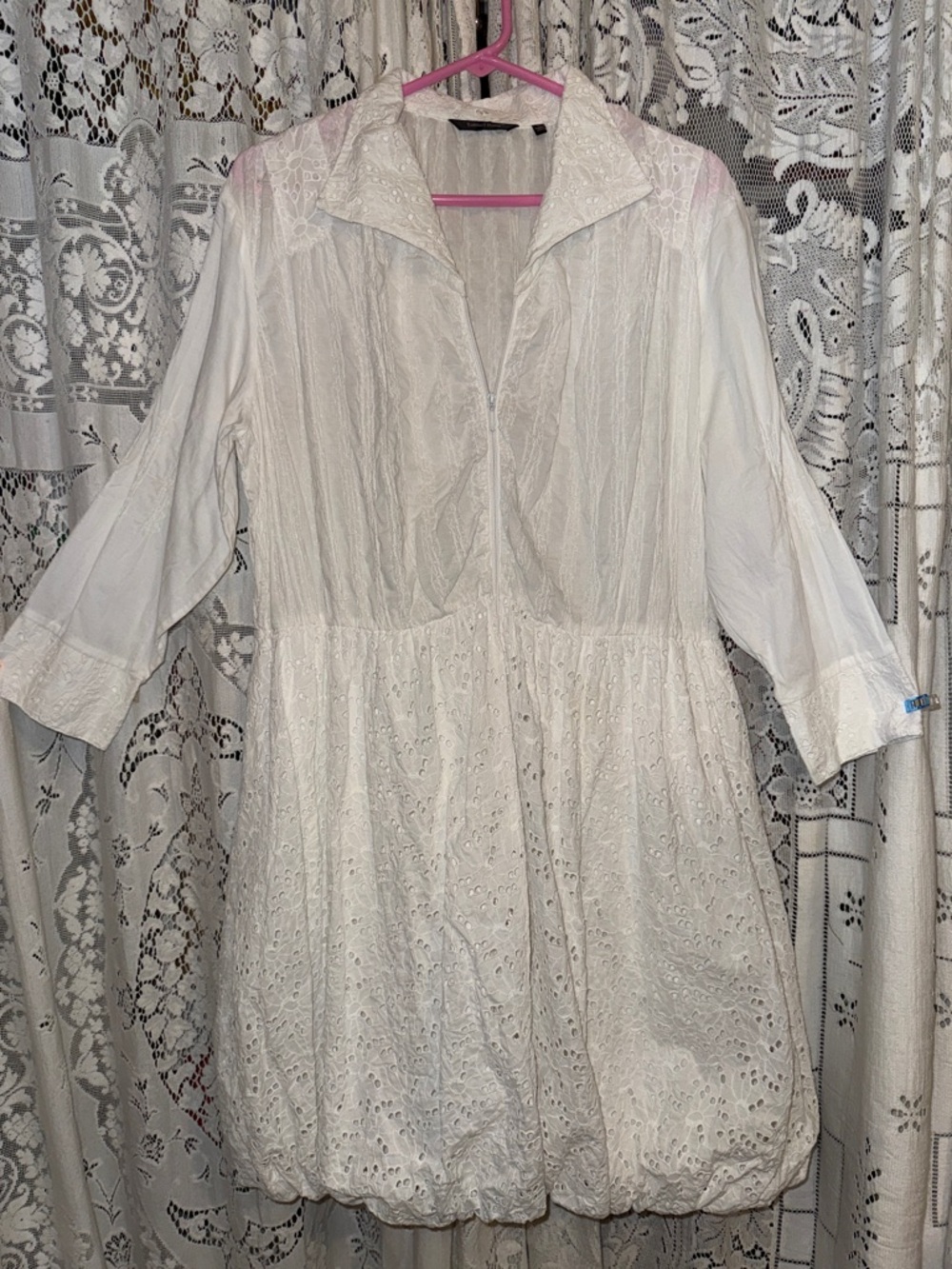 Samuel Dong White Eyelet Midi Dress